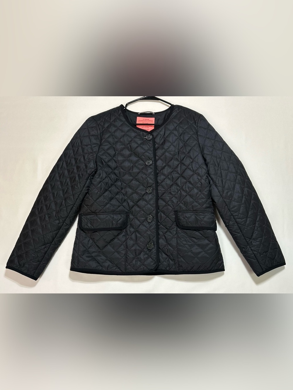 J.Crew Quilted Lightweight Lady Jacket; Size 10; Black; Button Closure; Pockets